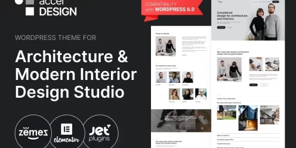 AccelDesign WordPress Theme for Architecture Modern Interior Design Studio 1.0.1 GPL Theme