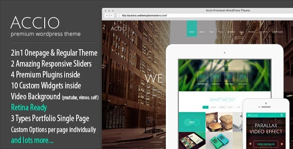 Accio | Responsive Onepage Parallax Agency WordPress Theme 1.4.6 GPL Theme