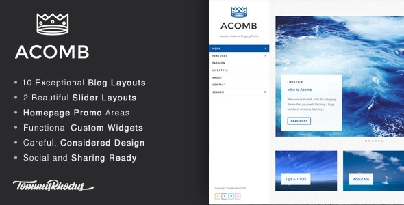 Acomb Responsive Blogging WordPress Theme 1.0.7 GPL Theme