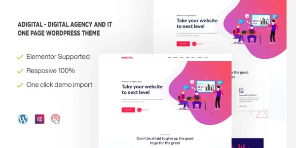 Adigital Digital Agency and IT One page WordPress Theme 1.0.0 GPL Theme