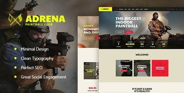 Adrena | Airsoft Club Paintball WordPress Theme 1.2.4 GPL Theme