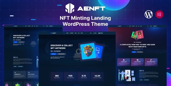 Aenft NFT Minting Collection WordPress Theme 1.0 GPL Theme