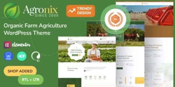 Agronix Organic Farm Agriculture WordPress Theme 1.0 GPL Theme