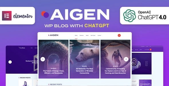Aigen AI Inspired WordPress Blog Theme 1.2 GPL Theme