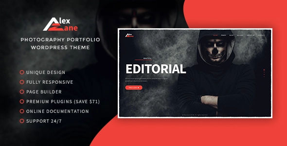 Alex Zane Photo/Portfolio WordPress Theme 1.0.2 GPL Theme