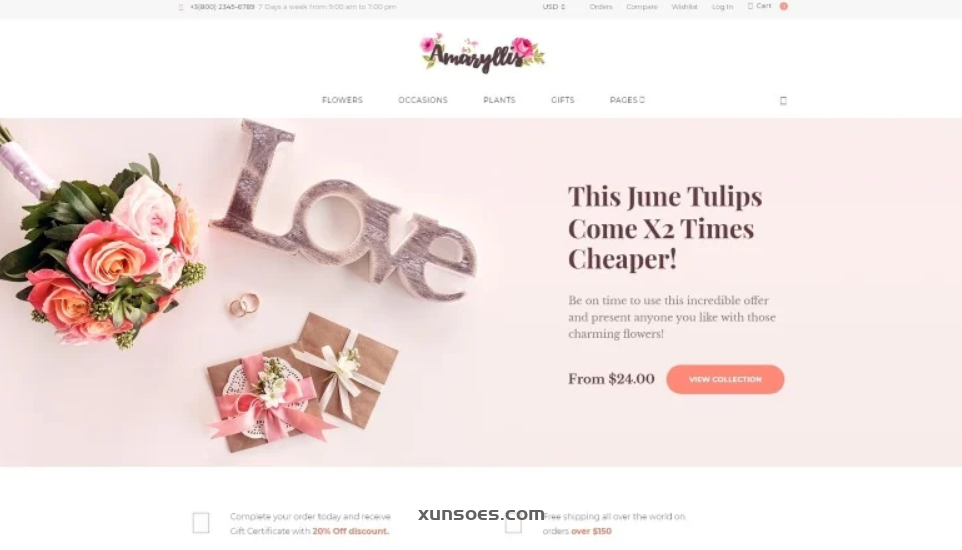 Amaryllis Flower Shop WooCommerce Theme 1.0.0 GPL Theme