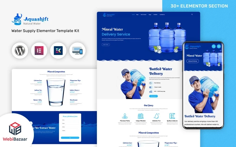 Aquashift Drinking Water WordPress Delivery Services Theme WordPress Theme 1.0 GPL Theme