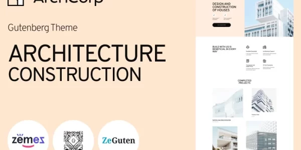 ArchCorp Architecture Construction Template for Gutenberg WordPress Theme 1.0 GPL Theme