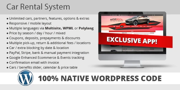 Car Rental System (Native WordPress Plugin) 5.0.7 GPL Plugins