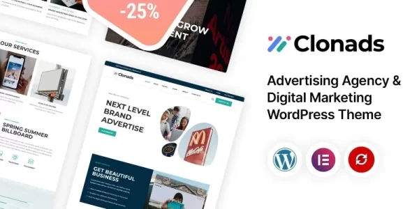 Clonads Advertising Agency Digital Marketing WordPress Theme 1.0.0 GPL Theme