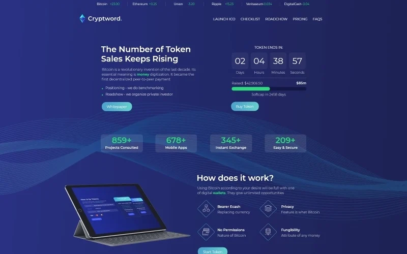 Cryptword Cryptocurrency WordPress Elementor Theme WordPress Theme 1.0.0 GPL Theme