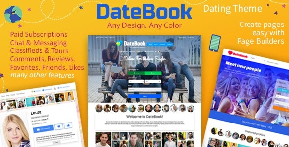 DateBook Dating WordPress Theme 4.7.3 GPL Theme
