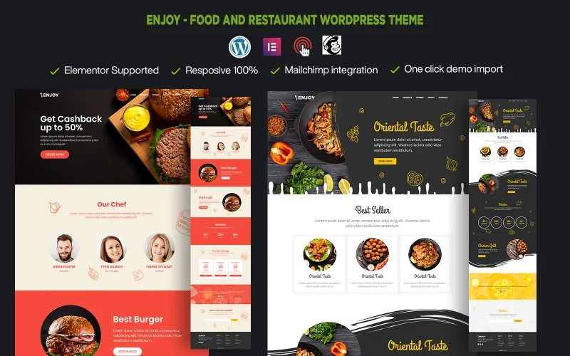 Enjoy Fast Food Restaurant One Page WordPress Theme 1.0.0 GPL Theme