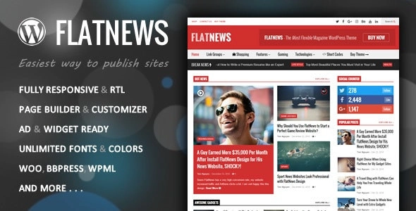 FlatNews Responsive Magazine WordPress Theme 4.2 GPL Theme
