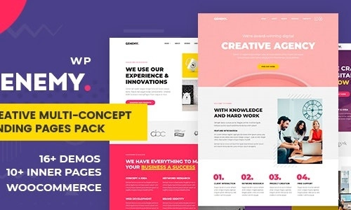Genemy Creative Multi Concept Landing Pages Pack With Page Builder 1.6.6 GPL Theme