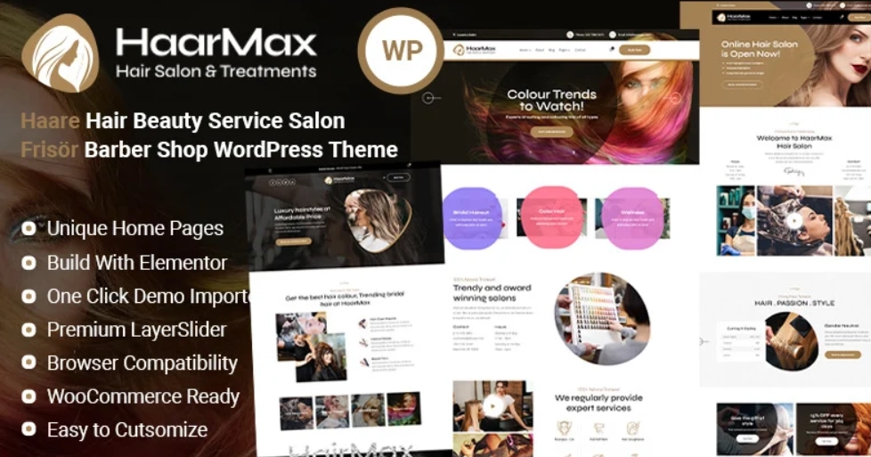 Haarmax Hair Beauty Salon Hairdresser Barber Shop WordPress Theme 1.1 GPL Theme