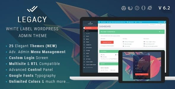 Legacy White label WordPress Admin Theme 9.5 GPL Plugins