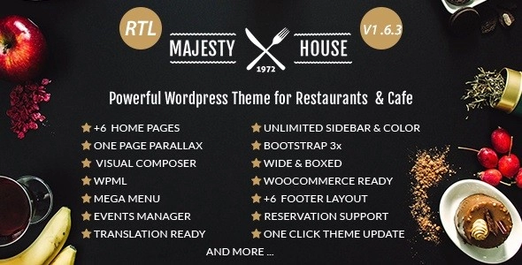 Majesty Restaurant WooCommerce WordPress Theme 1.6.6 GPL Theme