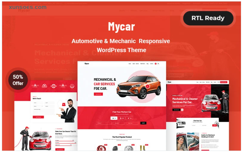 Mycar Automotive Mechanic Responsive WordPress Theme 1.0.1 GPL Theme