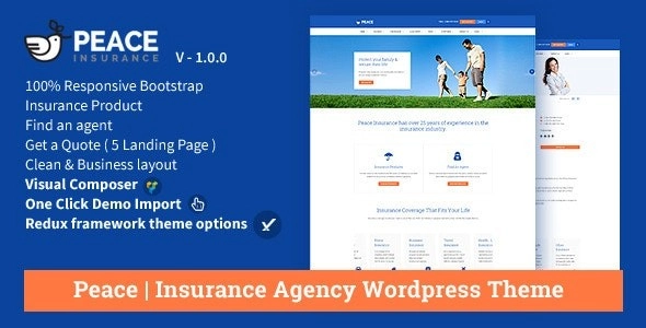 Peace – Insurance Agency WordPress Theme 2.5.6 GPL Theme