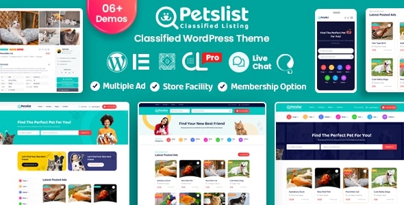 Petslist – Pet listing WordPress Theme 1.2.0 GPL Theme
