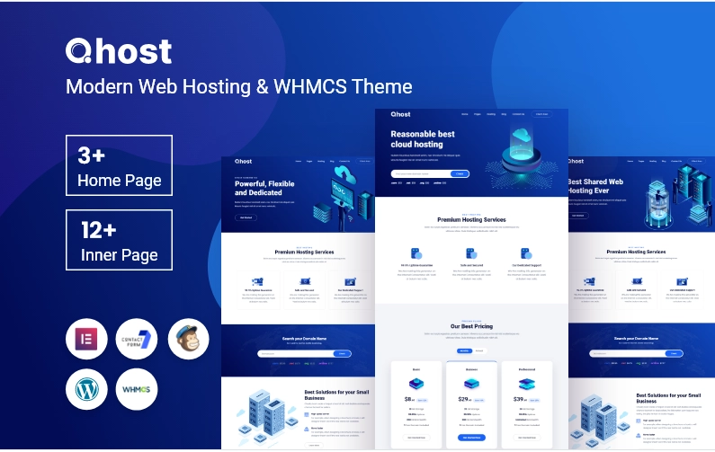 Qhost Modern Web Hosting WHMCS WordPress Theme 1.0.0 GPL Theme