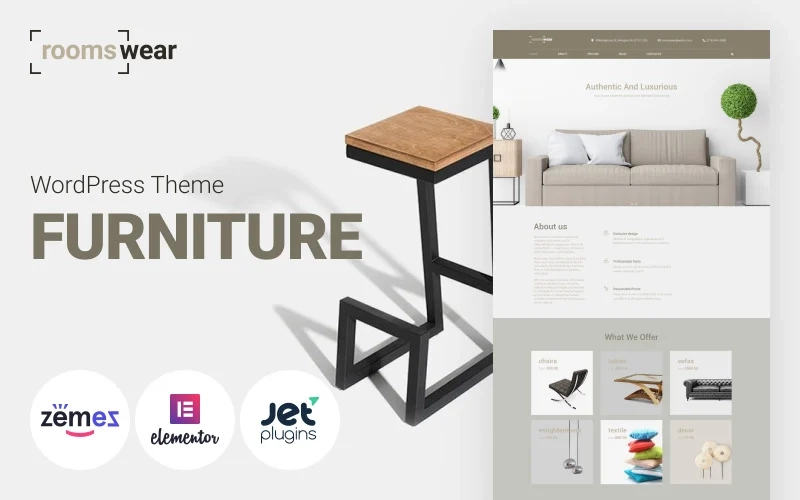 Roomswear Furniture WordPress Elementor Theme WordPress Theme 1.0.1 GPL Theme