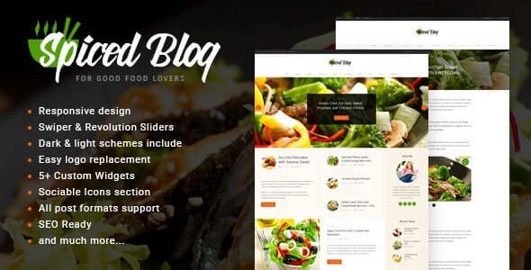 Spiced Blog A Crisp Recipes Food Personal Page WordPress Theme 1.5.4 GPL Theme