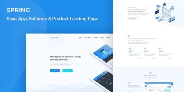 Spring – Software and App Landing WordPress Theme 1.0 GPL Theme