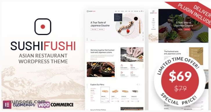 SushiFushi Japanese Asian Restaurant WordPress Theme 1.5 GPL Theme