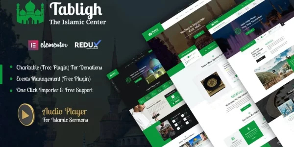Tabligh Islamic Institute Mosque WordPress Theme + RTL 1.0 GPL Theme
