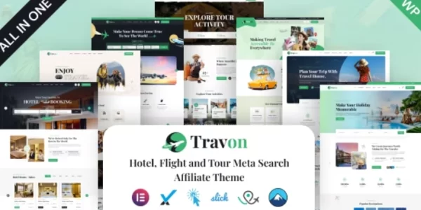 Travon Hotel, Flights and Tour Meta Search Affiliate Theme 1.0.0 GPL Theme