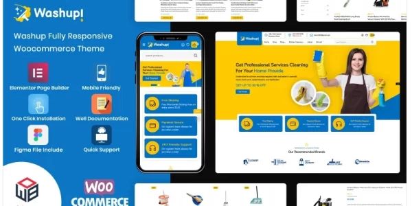 Washup – Home Cleaning Essential Cleaning Tools WooCommerce Theme 1.0 GPL Theme
