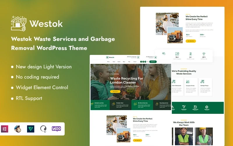 Westok Waste Services and Garbage Removal WordPress Theme 1.0.1 GPL Theme