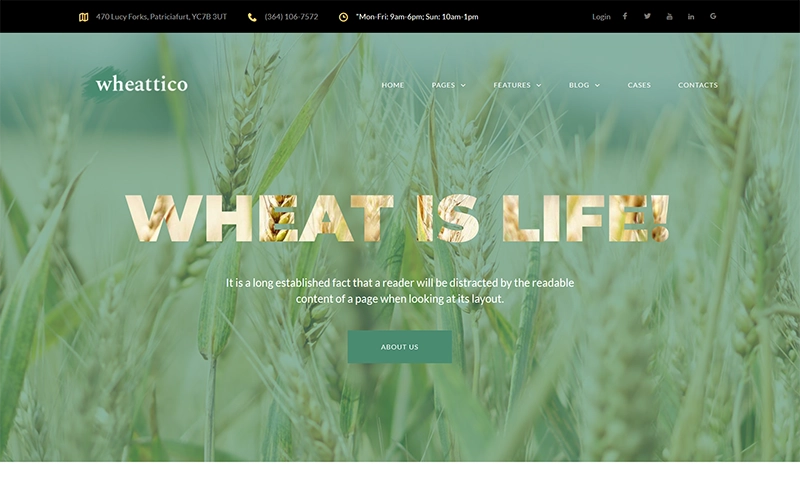 Wheattico Crop Farm Responsive WordPress Theme 1.0.0 GPL Theme