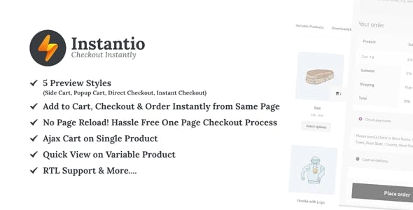 WooCommerce All in One Cart and Checkout | Side Cart, Popup Cart and One Click Checkout Instantio 3.1.2 GPL Plugins