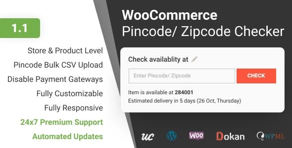 WooCommerce Pincode/ Zipcode Checker 3.0.3 GPL Plugins