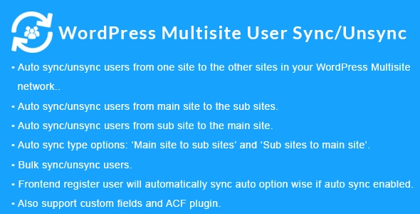 WordPress Multisite User Sync/Unsync 2.1.3 GPL Plugins