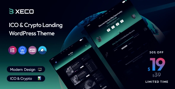 Xeco ICO Crypto Landing WordPress Theme 1.0 GPL Theme