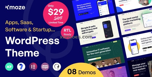 Xmoze Saas Software Startup WordPress 1.1.4 GPL Theme