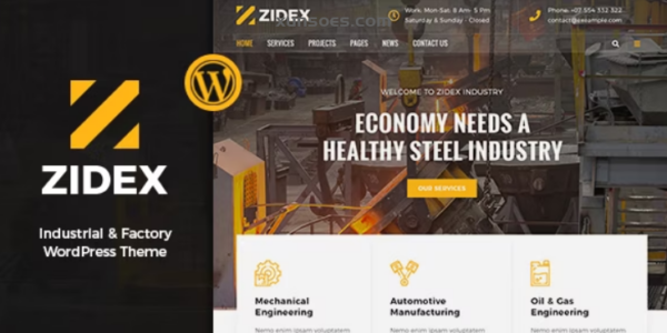 Zidex Industrial Factory WordPress Theme 1.7.1 GPL Theme