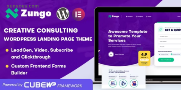 Zungo Creative Consulting Business WordPress Landing Page Theme 1.0.4 GPL Theme