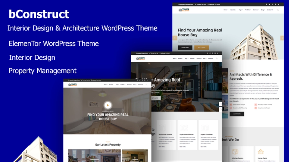 bConstruct Interior Design Architecture WordPress Theme 1.0.0 GPL Theme