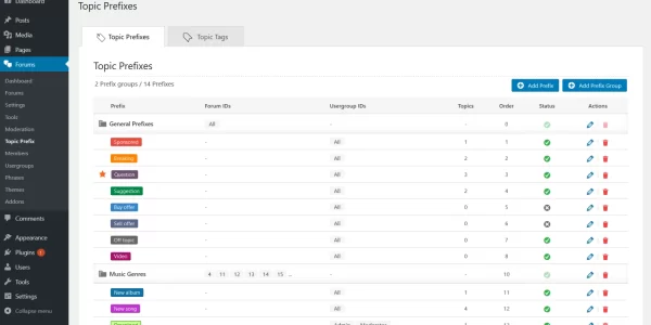 wpForo Topic Prefix Tag Manager 3.2.4 GPL Plugins