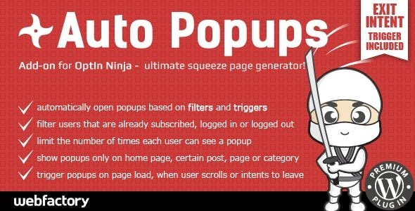 Auto Popups add-on for OptIn Ninja  1.1.6 1.1.6 GPL Plugins