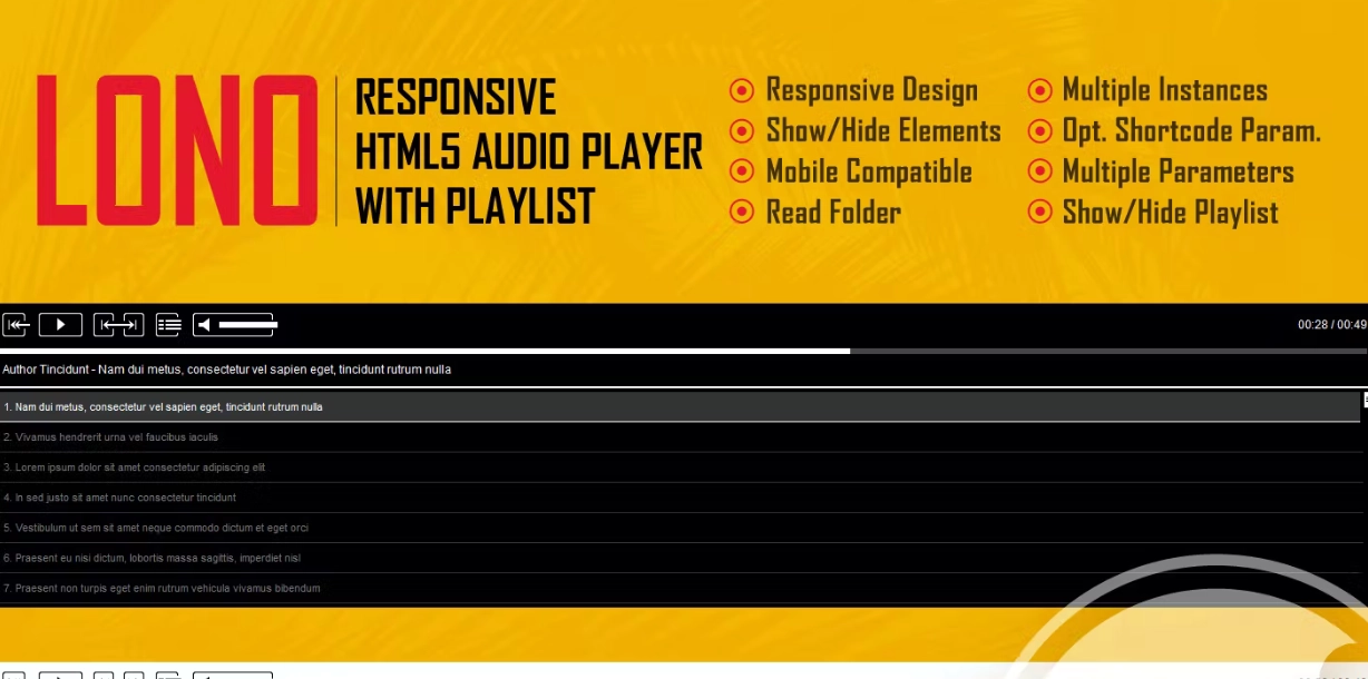 Lono Responsive HTML5 Audio Player With Playlist 1.3.1 GPL Plugins