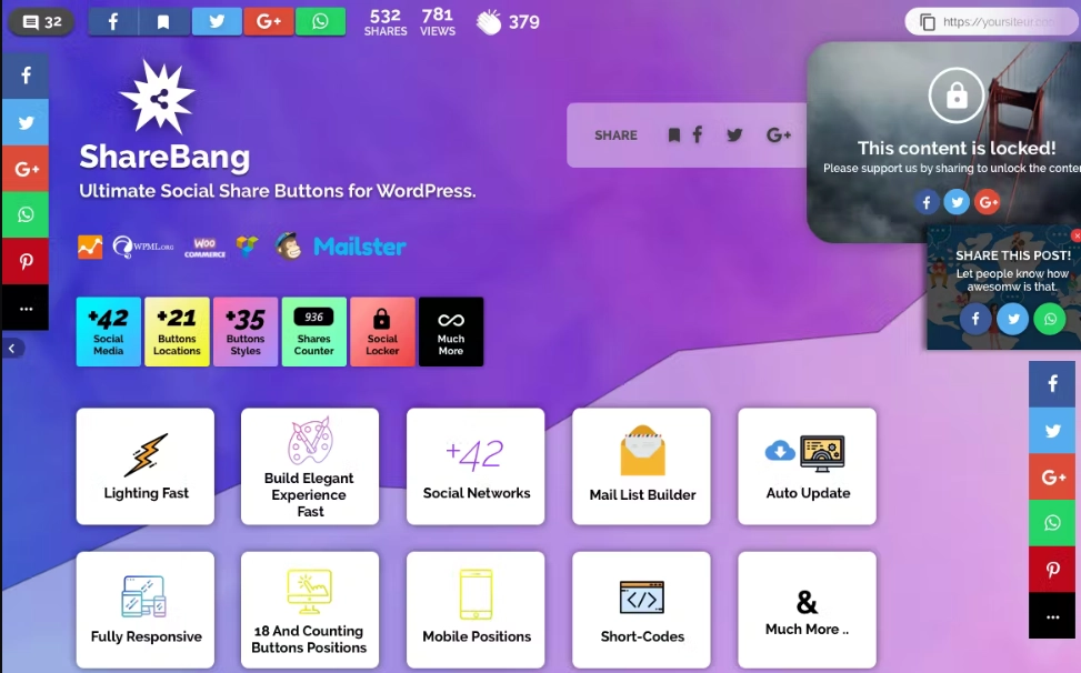 ShareBang, Ultimate Social Share Buttons for WP 1.4 GPL Plugins